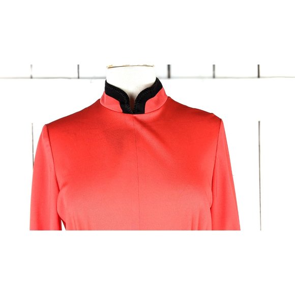 Vintage Alison Ayres red black bell sleeve maxi dress - Picture 5 of 10